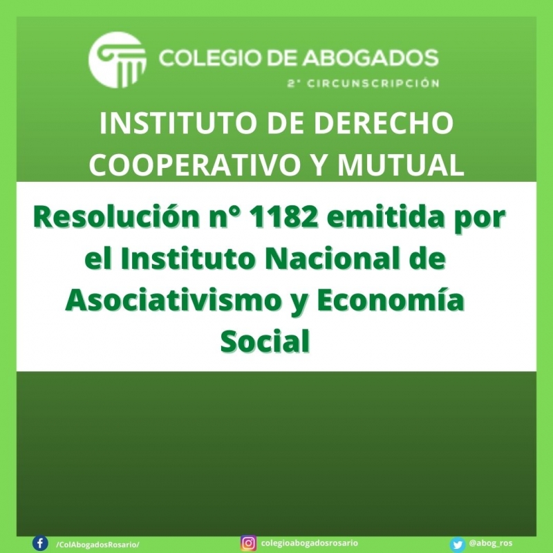 Resolución n° 1182 emitida por el INAES